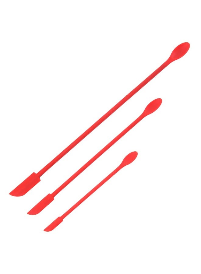 silicone Spatulas | Cake Baking Tools | Mini Silicone Spatula | Long-handled Heat-resistant Spatula | Suitable for kitchen, baking, and cake decorating.3pcs per set,red color,big size:30.5cmx1.5cm,middle size:23.5cmx1.2cm,small size:15.5cmx0.8cm - Image 1